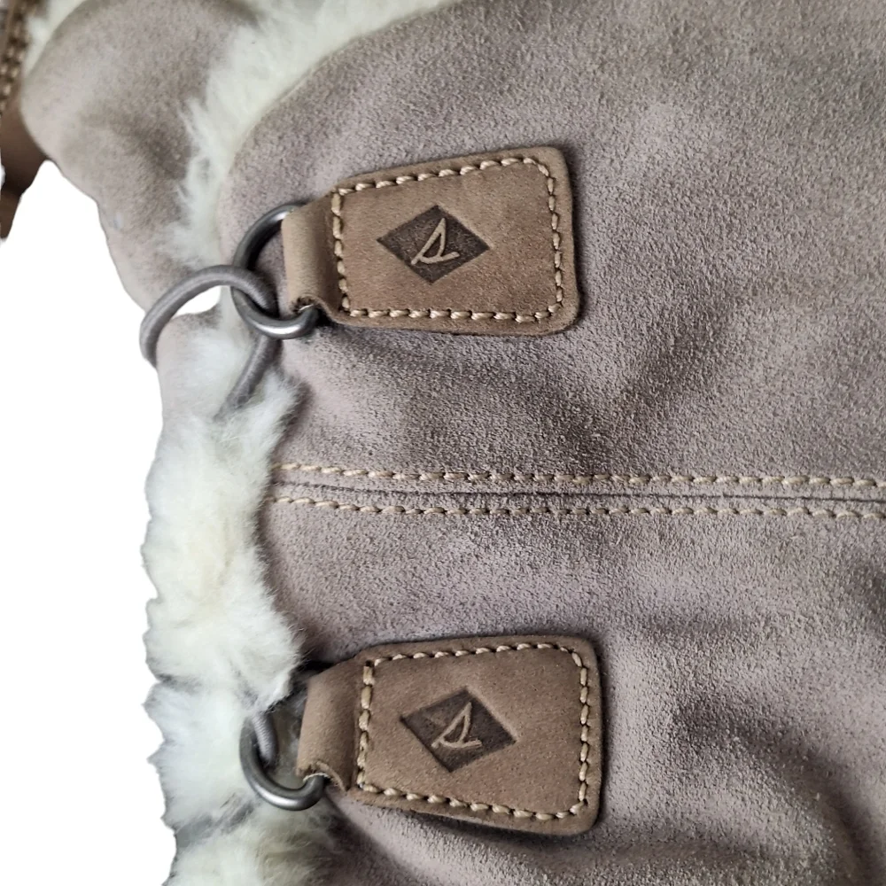 Sperry Women Gray Powder Valley Vibram Thinsulate Faux Fur Lined Winter Boot Sz9